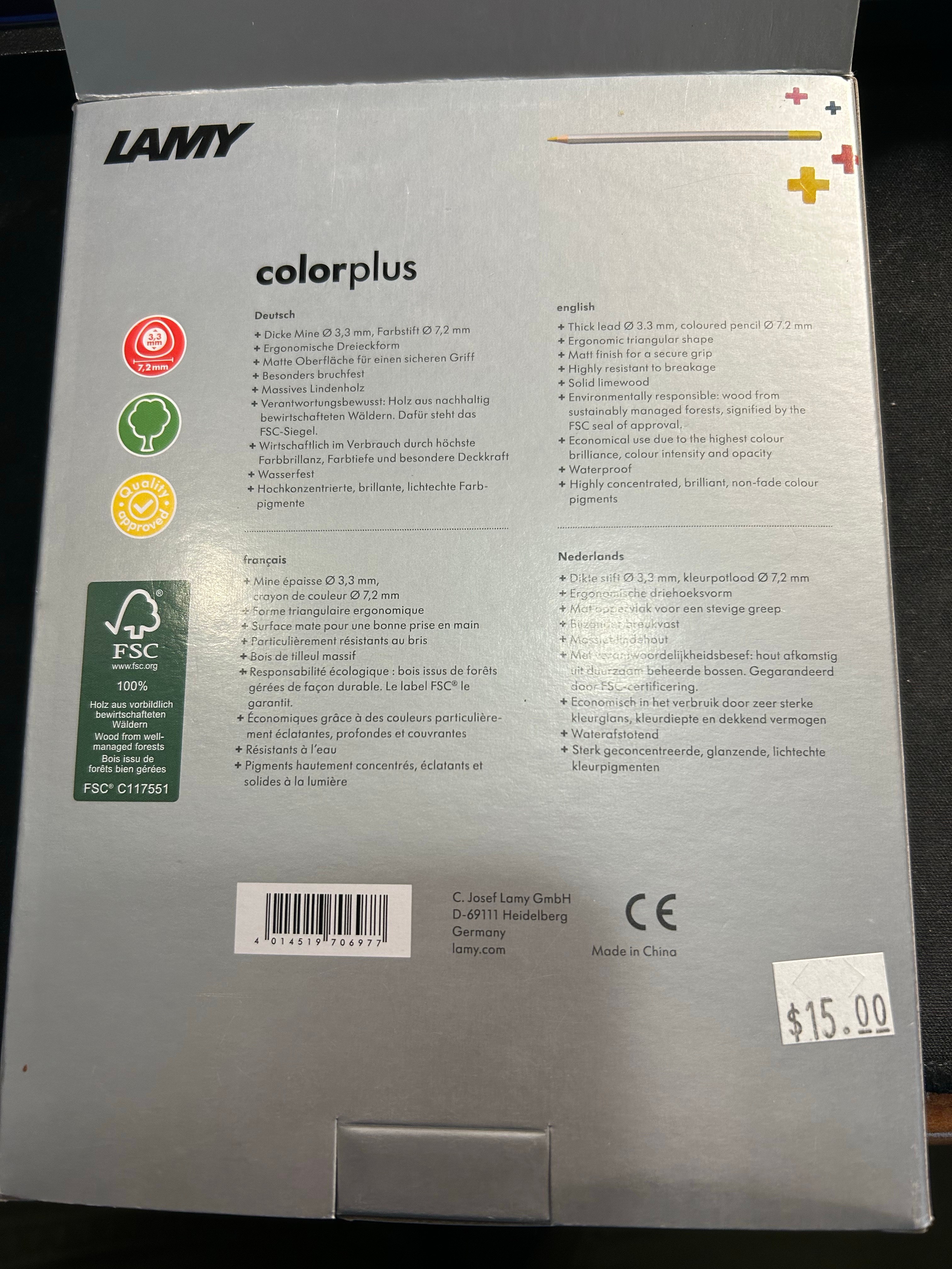 Lamy Colorplus – 36 Matite Colorate In Legno Di Tiglio, Forma Triangolare Ergonomica, Mine Spesse 3,3 Mm, Colori Vivaci E Resistenti Alla Luce
