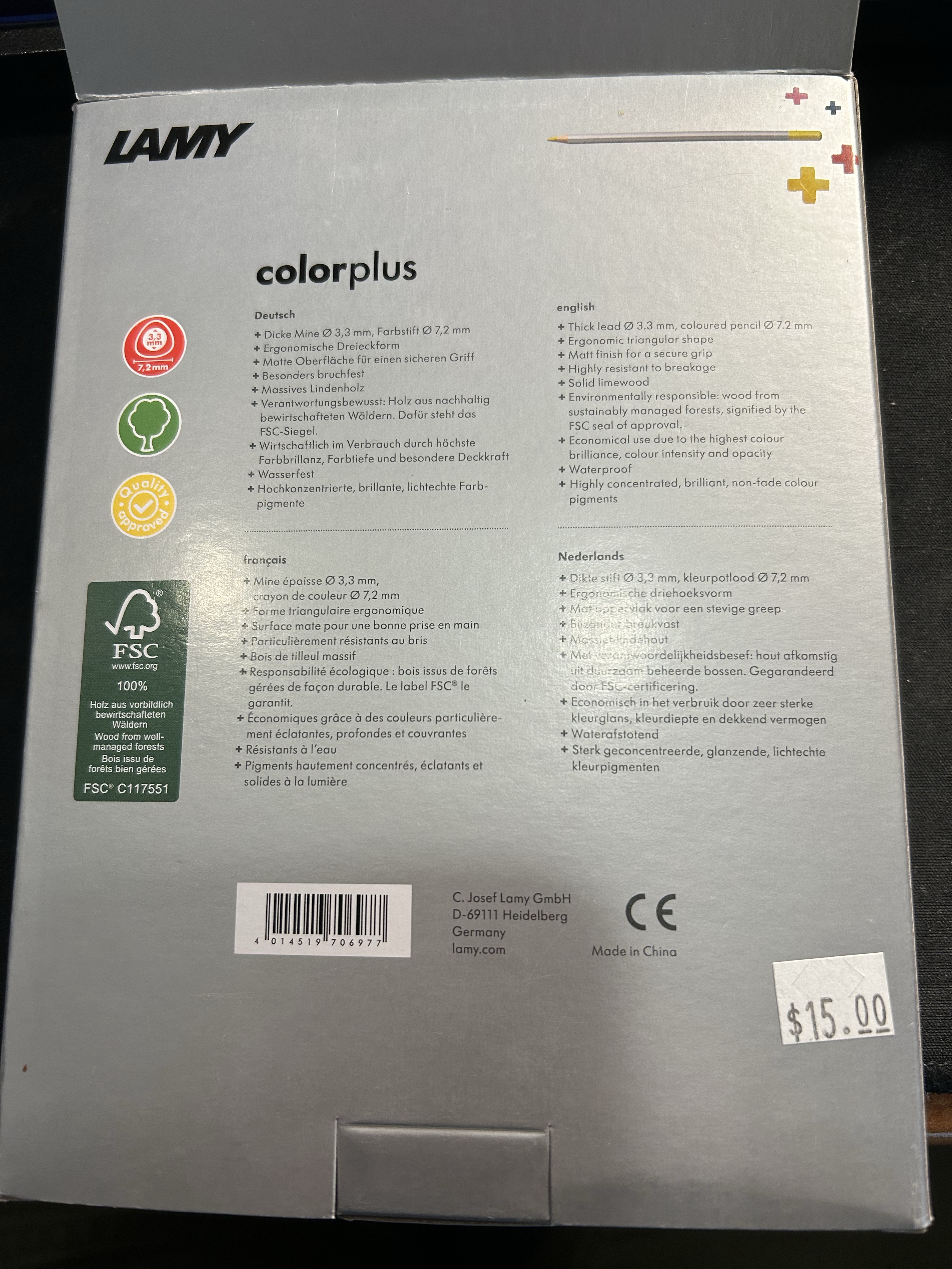 Lamy Colorplus – 36 Matite Colorate In Legno Di Tiglio, Forma Triangolare Ergonomica, Mine Spesse 3,3 Mm, Colori Vivaci E Resistenti Alla Luce